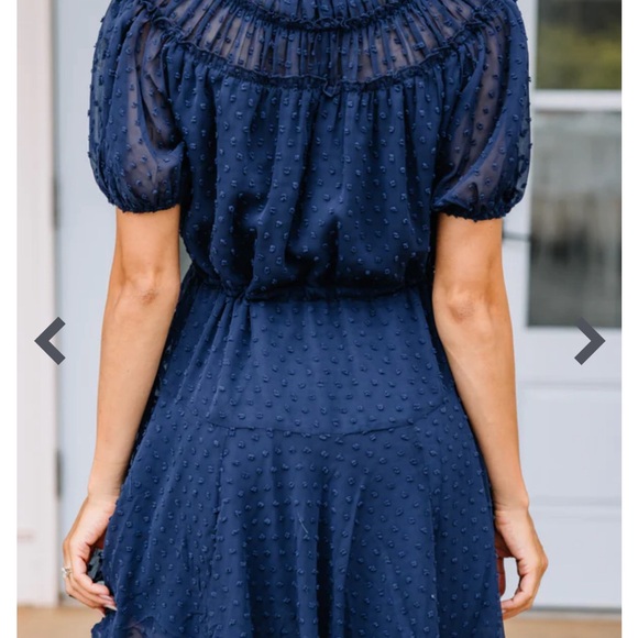 Navy blue swiss dot dress - Picture 2 of 3